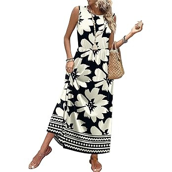 Maxi Dresses for Women 2026 Vacation Floral Sundresses Casual Flowy Boho Summer Dress Spring Wedd... | Amazon (US)