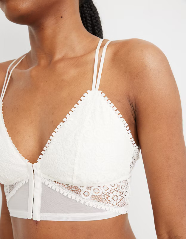 Aerie Joy Lace Padded Longline Bralette | Aerie