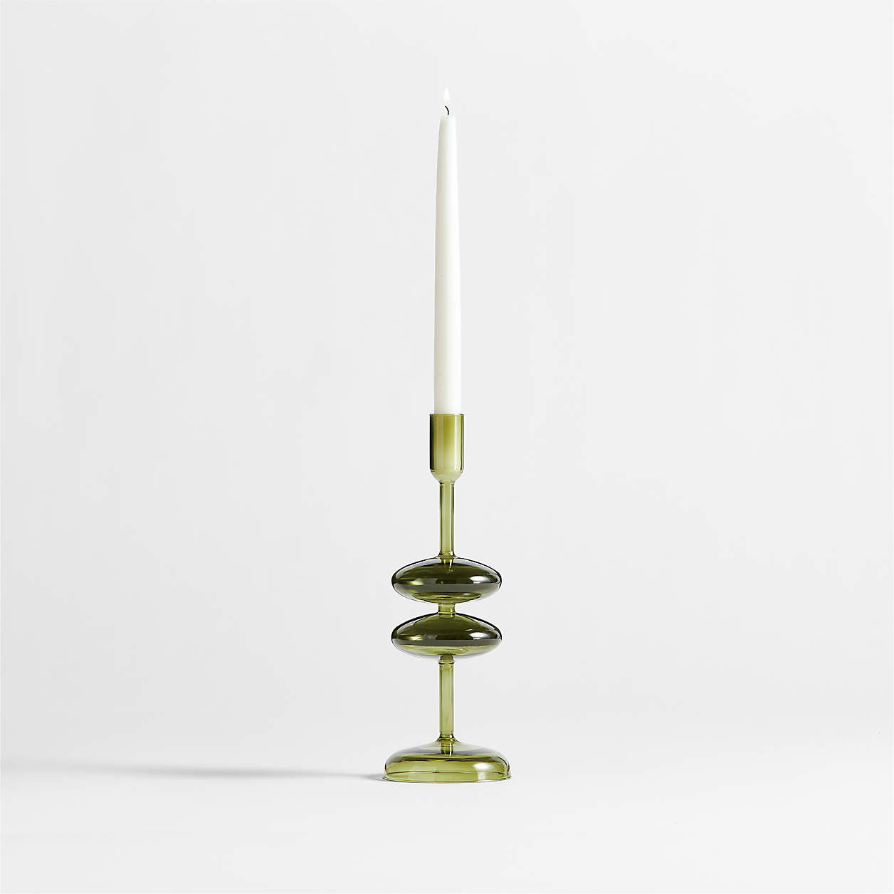 Venezia Large Red Glass Taper Candle Holder + Reviews | Crate & Barrel | Crate & Barrel