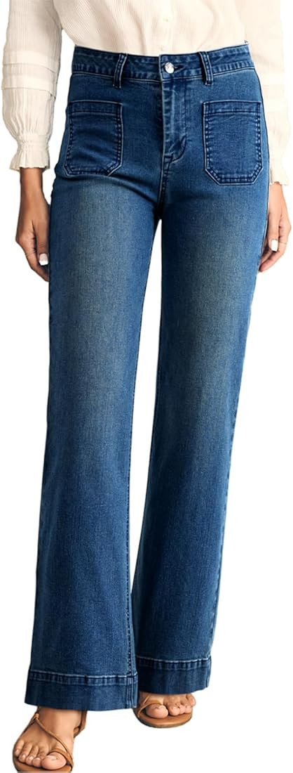 Astylish Women's Wide Leg Jeans High Waisted Stretchy Straight Leg Jeans Loose Trendy Denim Pants... | Amazon (US)