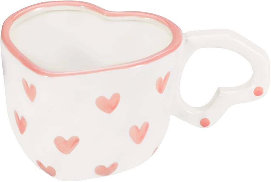 Koythin Ceramic Coffee Mug, Cute Creative Heart Handle Mug Design for Office and Home, Dishwasher... | Amazon (US)