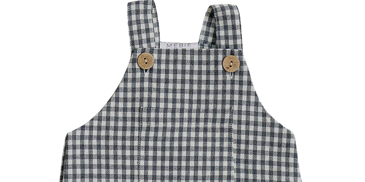 Gingham Short Linen Overalls | Mebie Baby