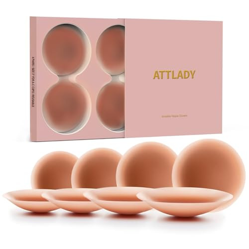 Nipple Covers No Show 4 Pairs- Reusable Seamless Pasty Sticky Adhesive Silicone Nipple Pasties fo... | Amazon (US)