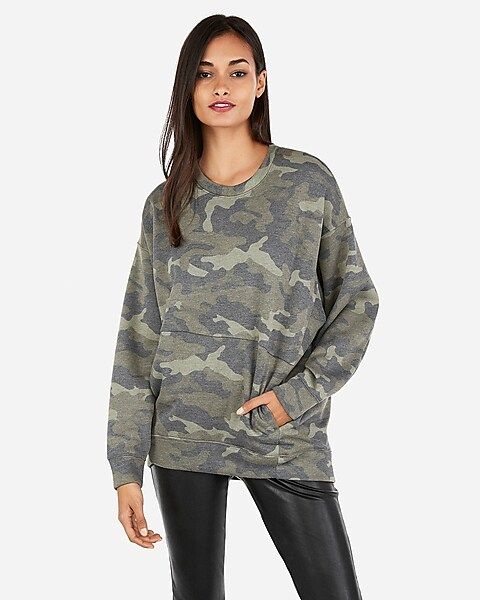 express one eleven oversized camo sweatshirt | Express