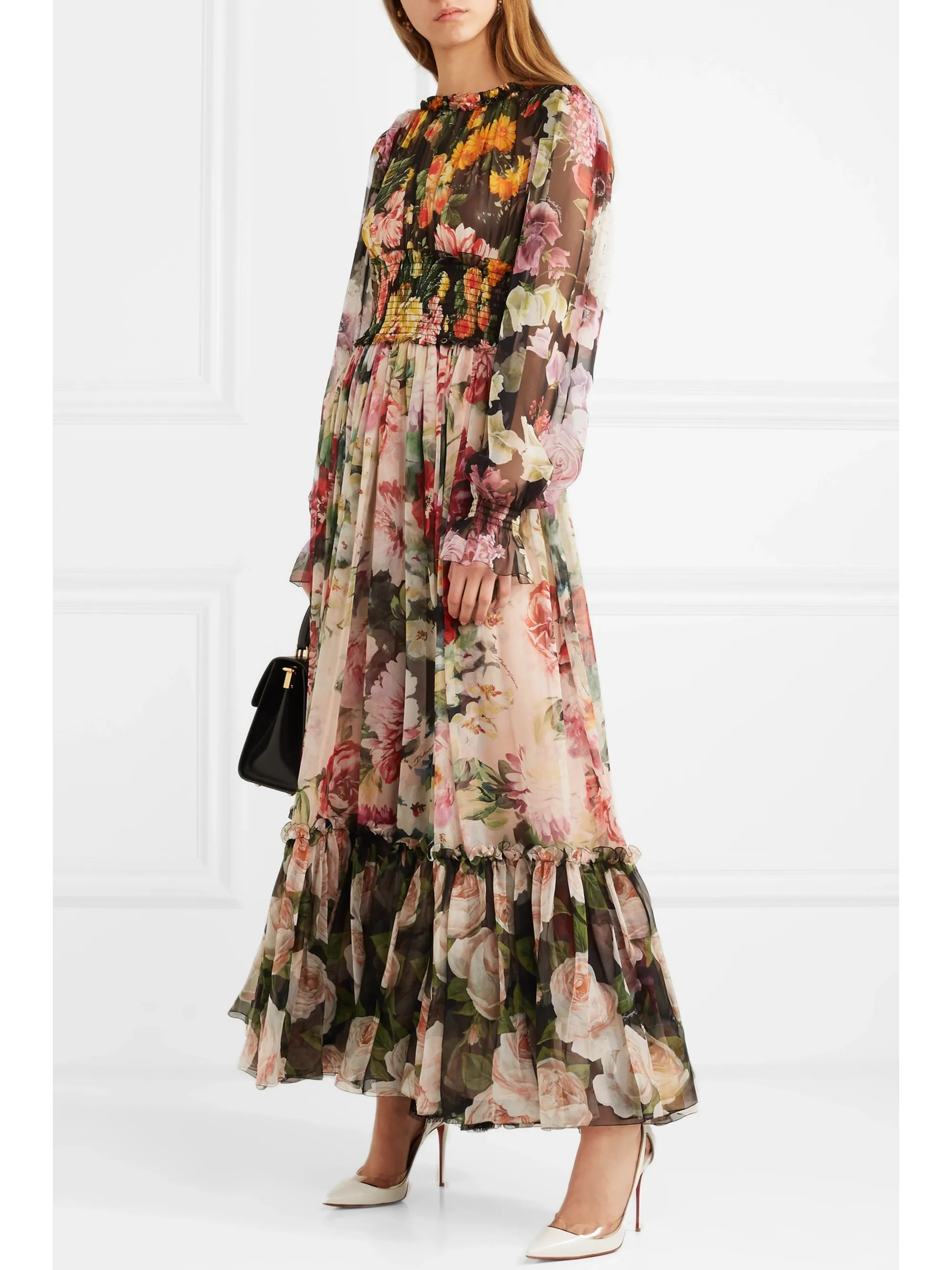 Robe du soir en mousseline de soie à imprimé fleuri | NET-A-PORTER (UK & EU)