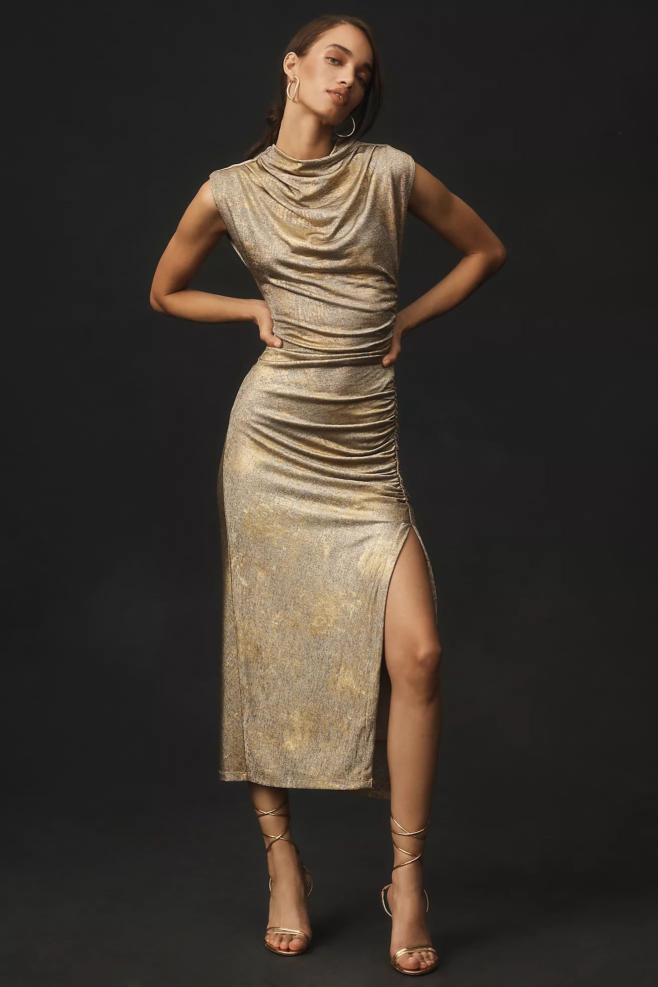 The Maya Ruched Cowl-Neck Dress: Shine Edition | Anthropologie (US)