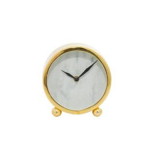 Litton Lane Gold Stainless Steel Glam Analog Tabletop Clock 42474 - The Home Depot | The Home Depot