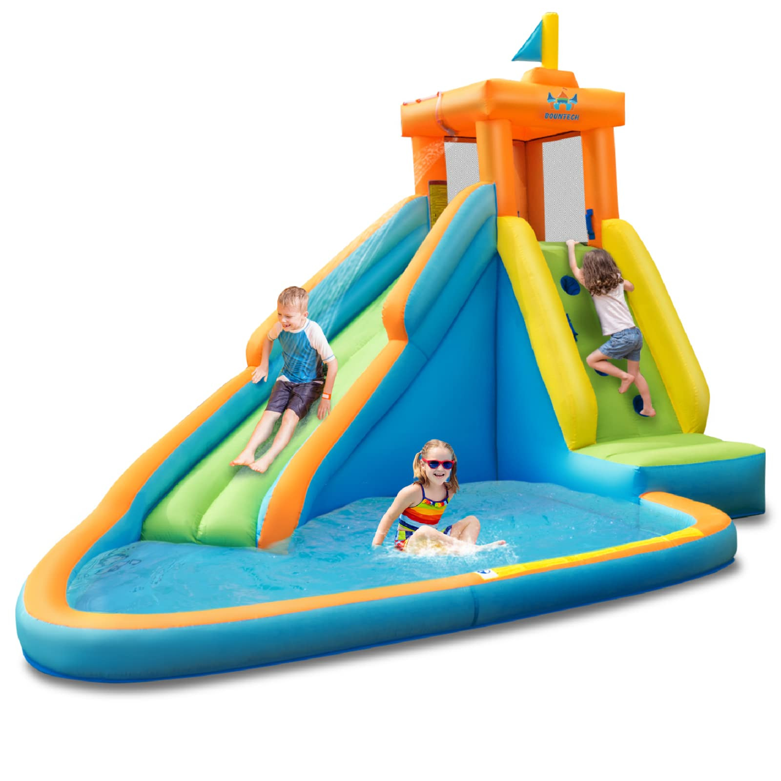 HONEY JOY Inflatable Water Slide, Giant Water Park Castle Bouncy House for Backyard, Climbing Wal... | Amazon (US)