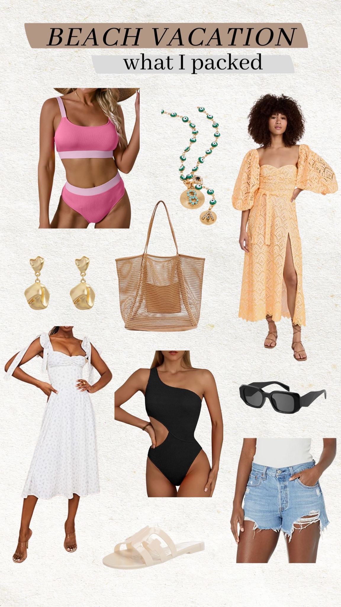 What I packed for my beach vacation to Mexico 🌊

Resort style; beach style; travel style; beach dress; amazon fashion; denim shorts; mesh beach bag; gold earrings; Christine Andrew 

#LTKSeasonal #LTKstyletip #LTKtravel
