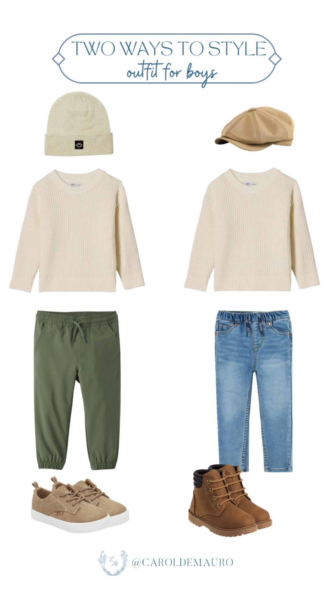 One cozy sweater, two completely different looks! Swap in joggers and sneakers for play, or jeans and boots for a dressier day.

boys outfit ideas, kids styling, toddler fashion, versatile kids outfit, boys sweater, kids fall style, mix and match outfits, boys fashion

#LTKootd #LTKSeasonal #LTKKids