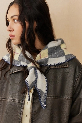 UO Argyle Triangle Scarf - Grey at Urban Outfitters | Urban Outfitters UK