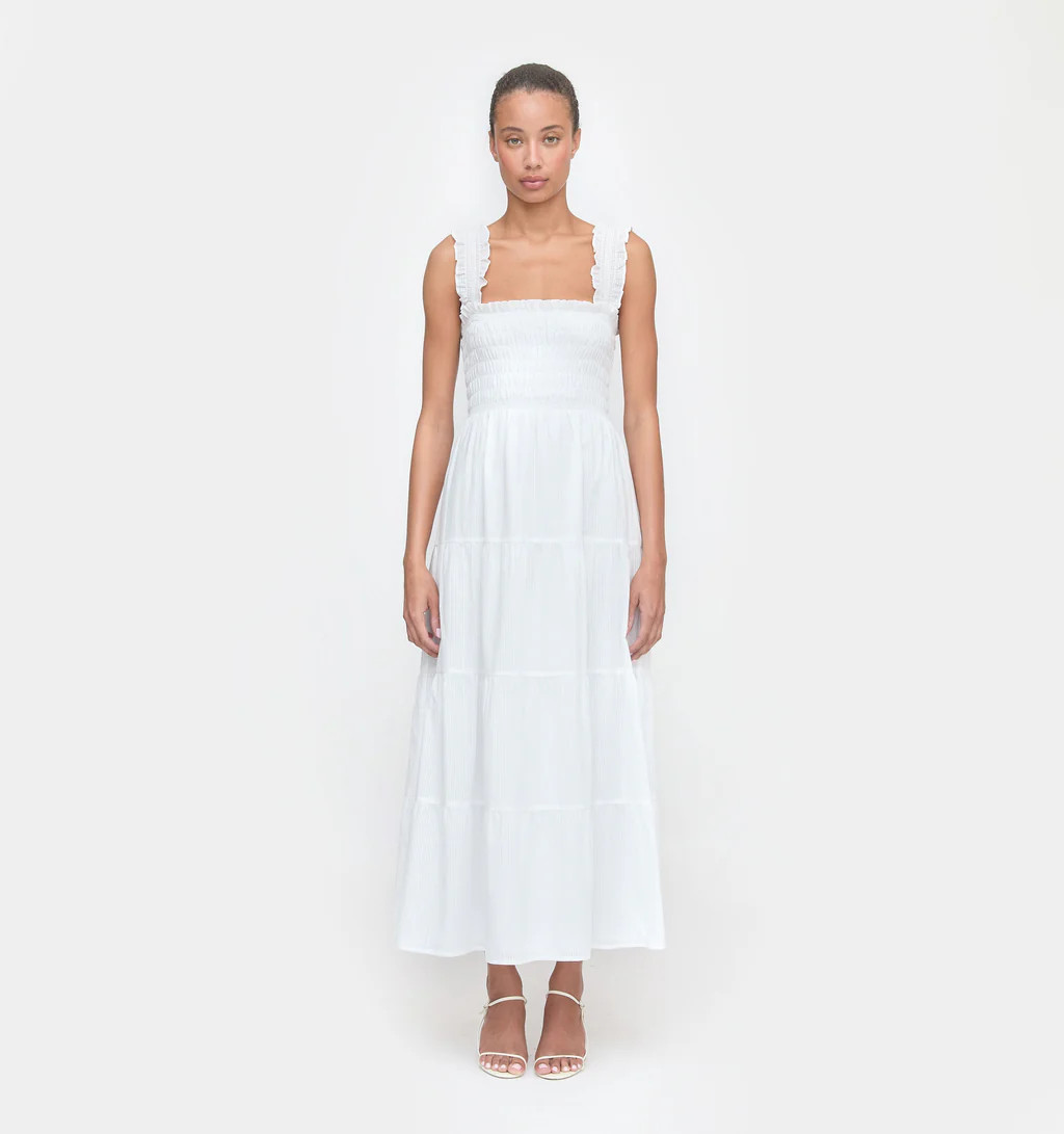 The Kimmy Nap Dress - White Shadow Stripe | Hill House Home US