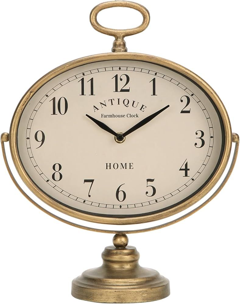 NIKKY HOME Antique Table Clock, Gold Retro Desk Clock with Silent-Non-Ticking Battery Operated Ru... | Amazon (US)