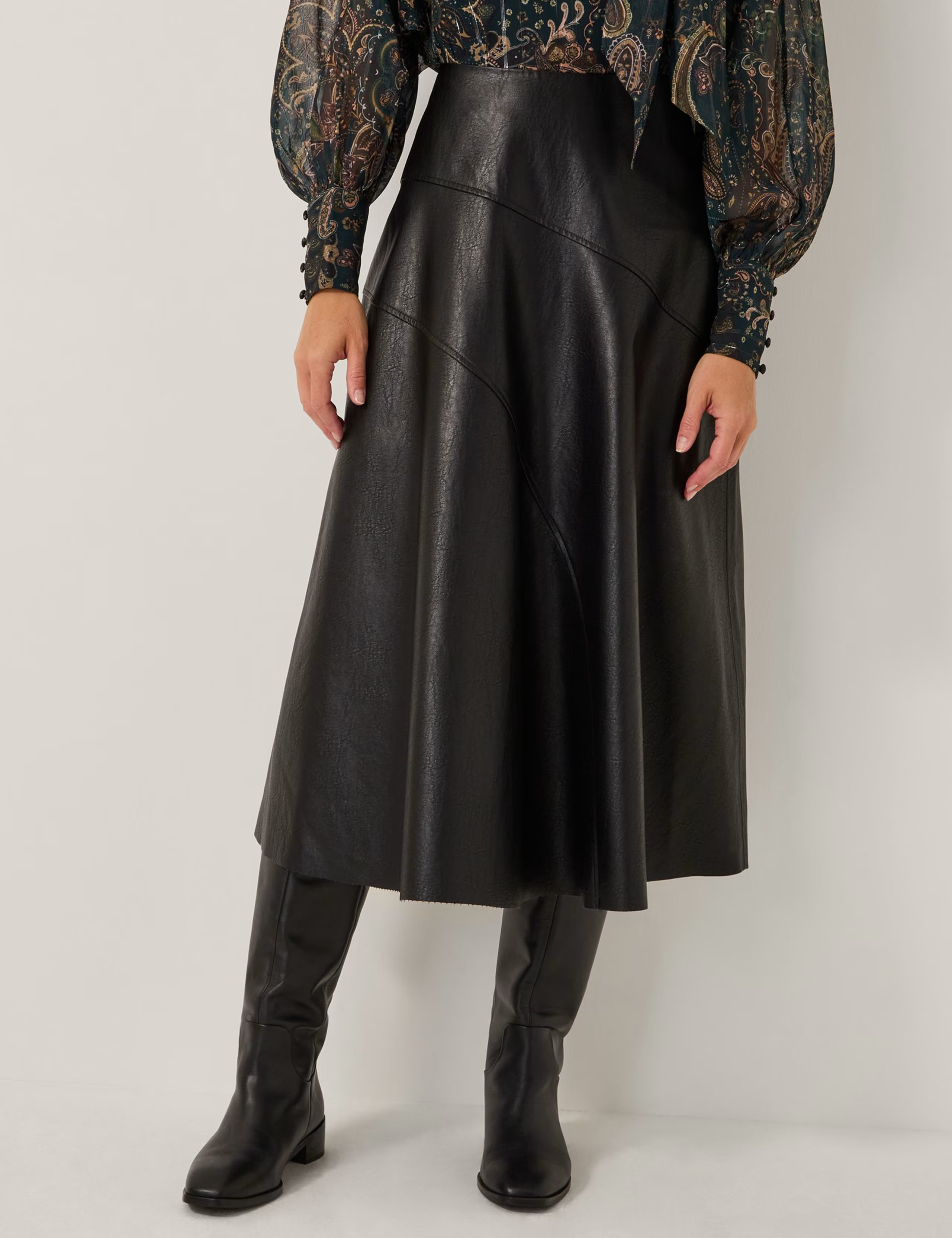 Leather Look Midi A-Line Skirt | Marks & Spencer (UK)