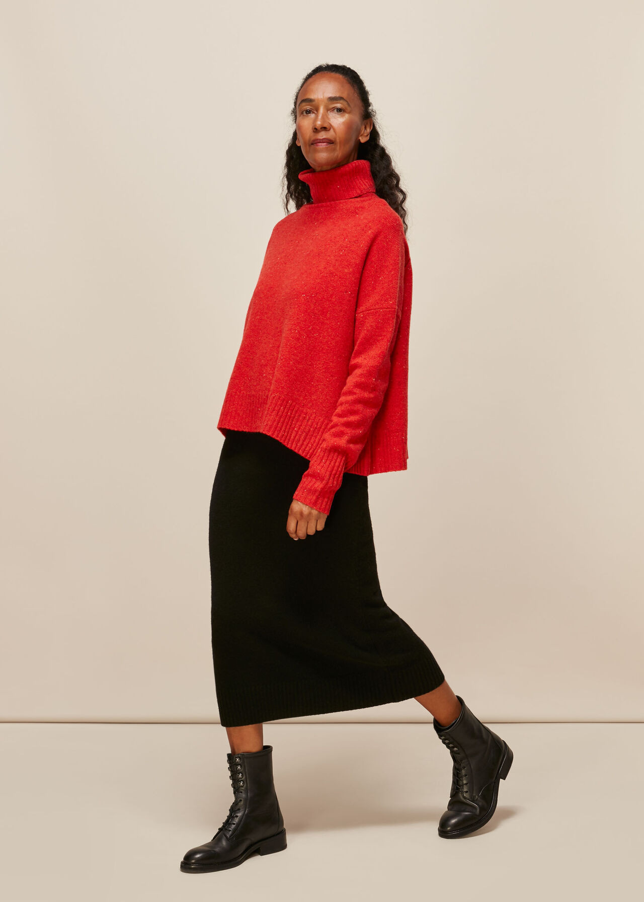 Red/Multi Roll Neck Merino Wool Knit | WHISTLES | | Whistles
