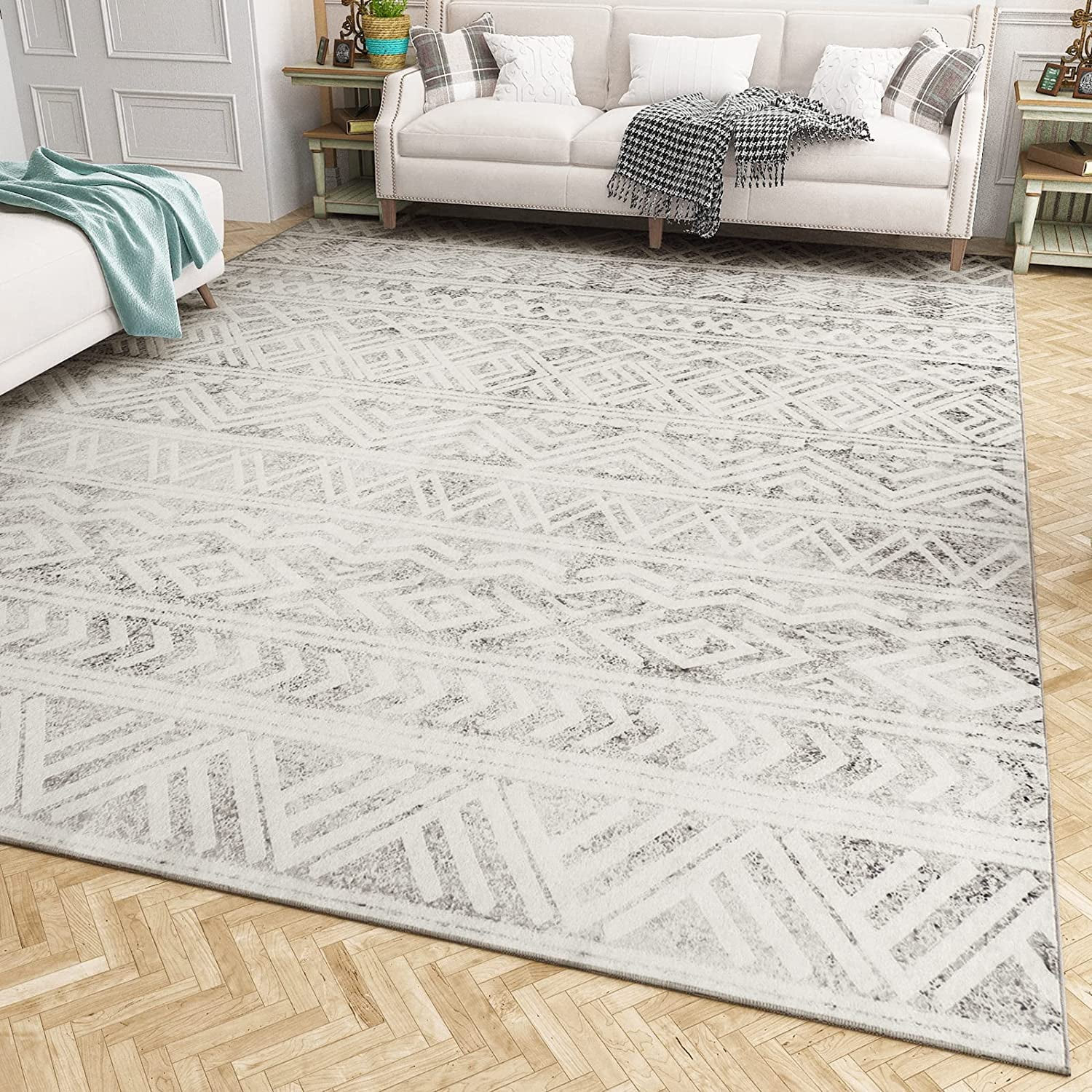 MontVoo Area Rugs for Living Room 8'x10' Washable Rugs Boho Large Area Rug Modern Geometric Neutr... | Walmart (US)