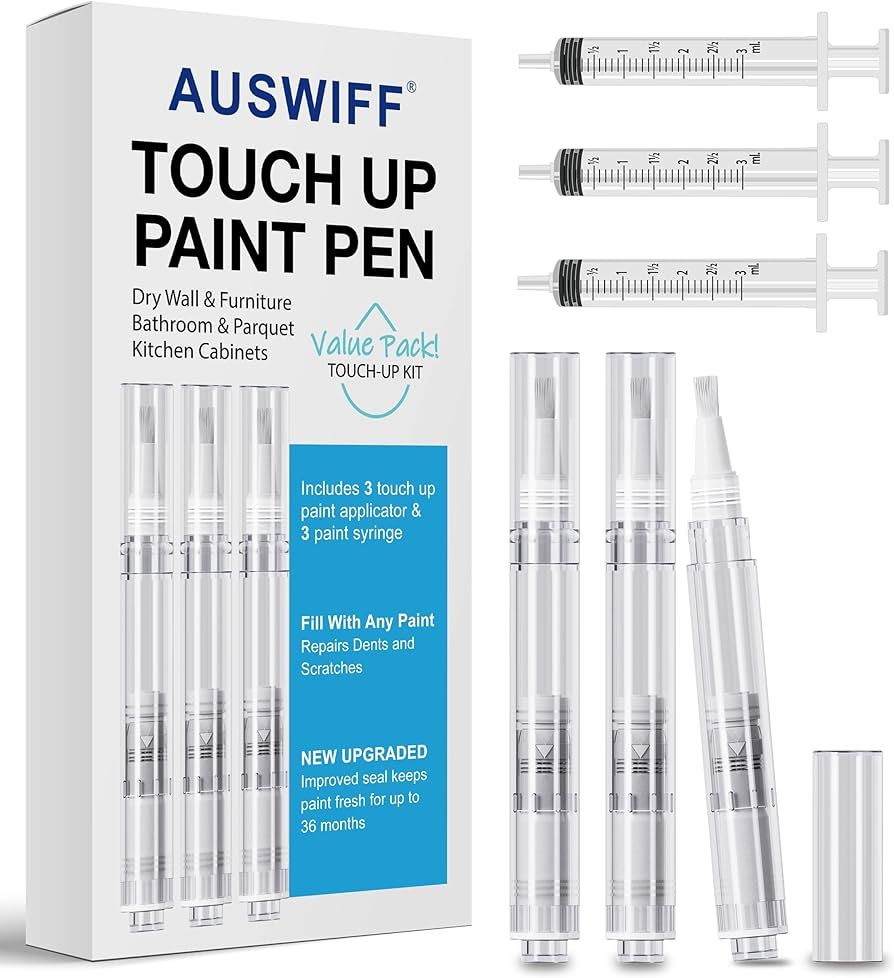 Auswiff Touch Up Paint Brush Pen(3 Pens), Furniture Repair Kit for Walls, Wood Floors, Cabinets, ... | Amazon (US)