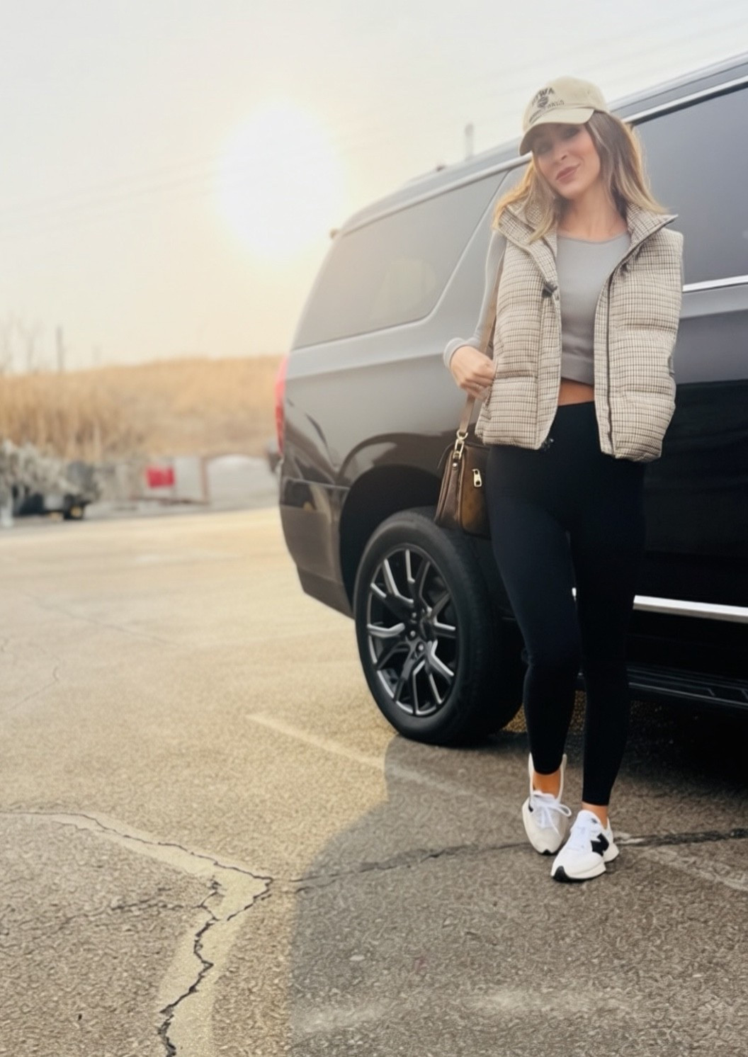 Favorite type of errand running outfit - and captured by my 4 year old after I told him I wanted a photo of HIM- new banana super flattering comfortable sneakers- favorite style high waist no front seam leggings- crop lulu short- pattern vest and cap. So good.

#LTKOver40 #LTKootd #LTKSeasonal