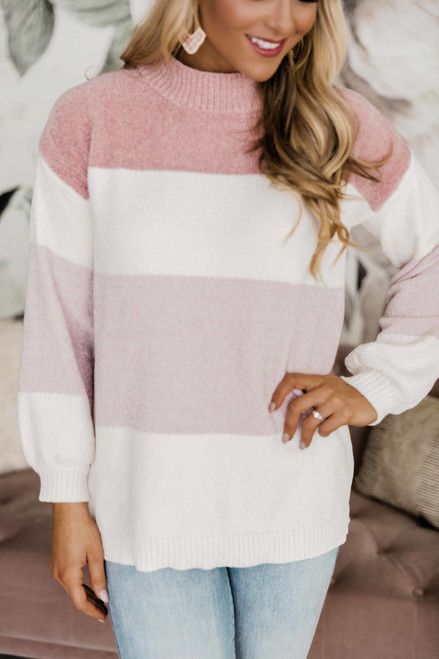 Song In Your Heart Pink Colorblock Sweater | The Pink Lily Boutique