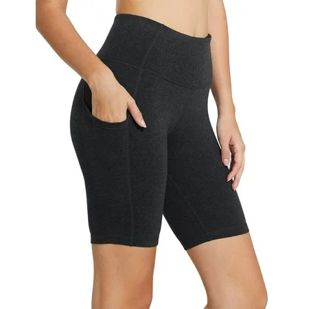 BALEAF Biker Shorts Women Yoga Gym Workout Spandex Athletic Running Volleyball Tummy Control Compression with Pockets 8" Deep Gray Size L | Walmart (US)