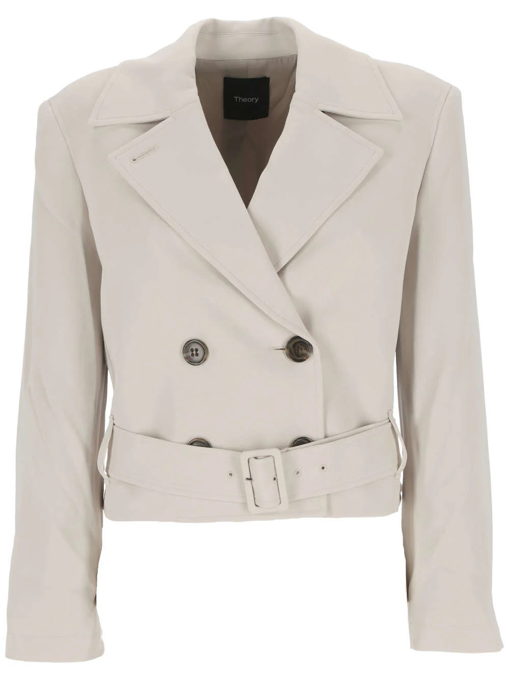 Theory Double-Breasted Belted Cropped Coat | Cettire Global