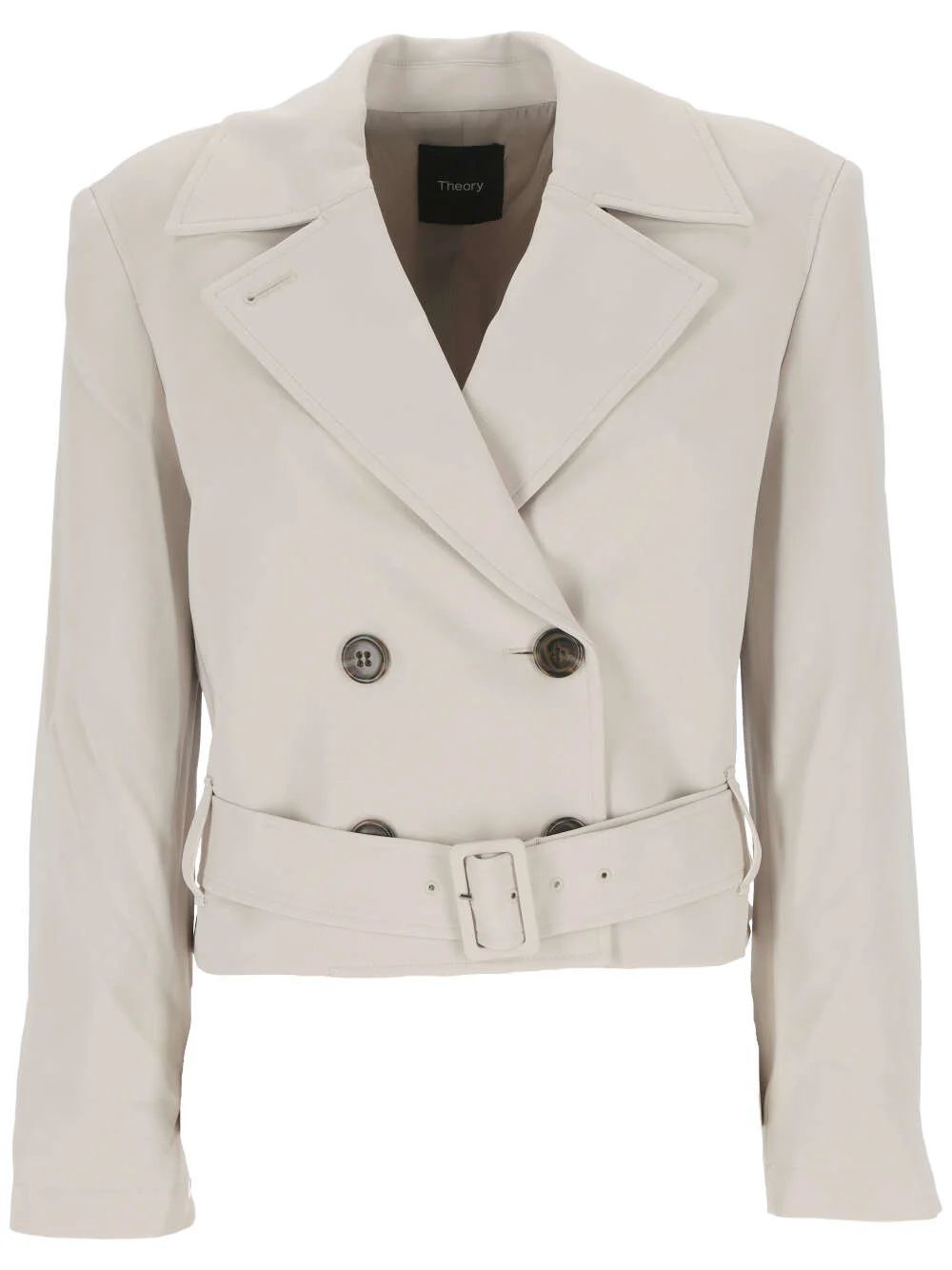 Theory Double-Breasted Belted Cropped Coat | Cettire Global