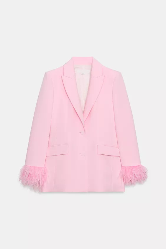 BLAZER WITH FEATHER CUFFS | Zara US