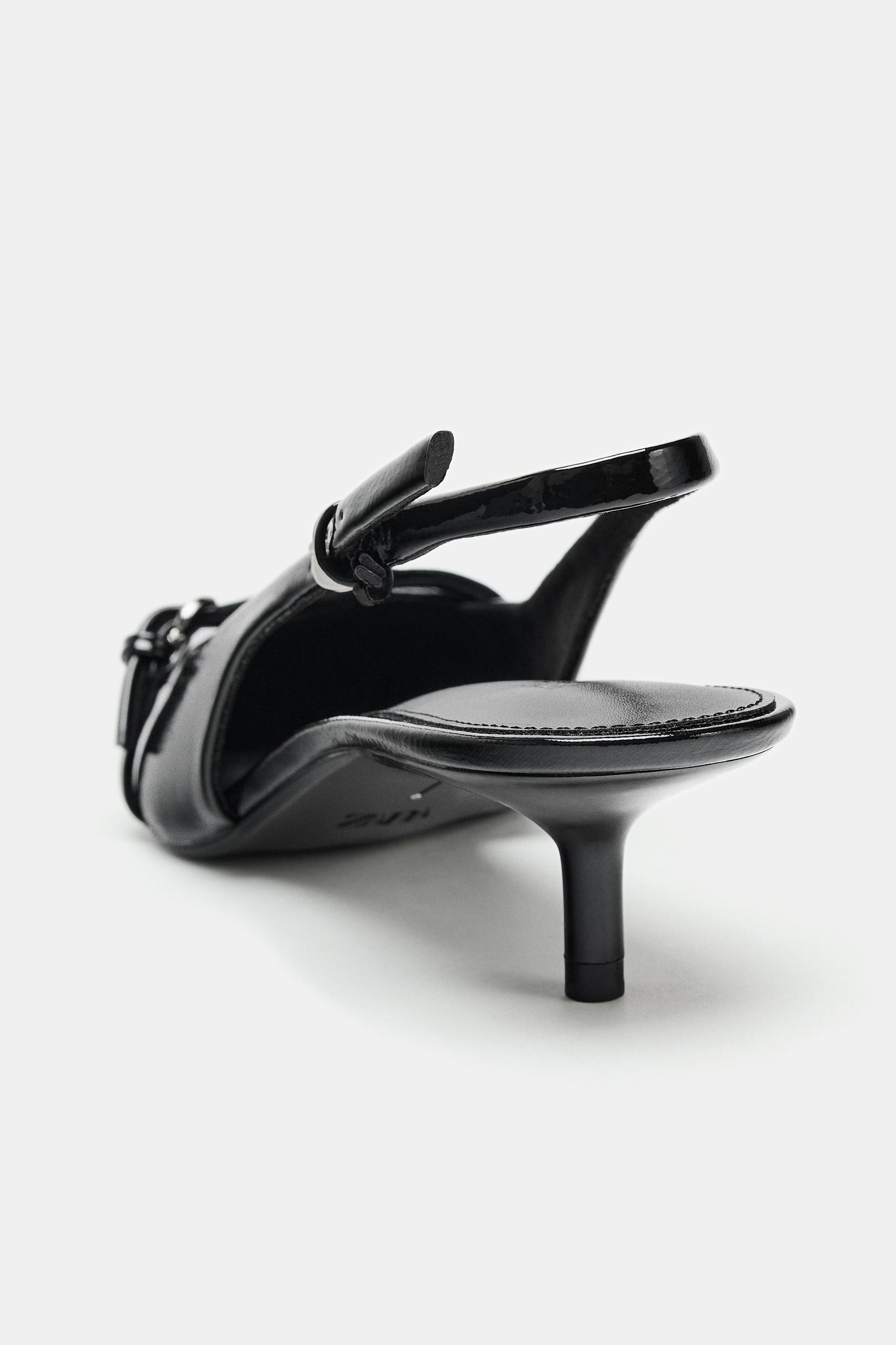 FAUX-PATENT KITTEN HEEL SLINGBACKS | Zara DE