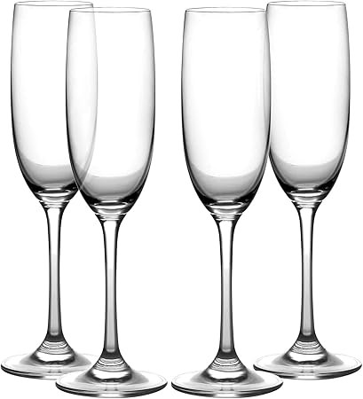 Amlong Crystal Lead-Free Champagne Flutes Glasses, Normal Stem, Set of 4 | Amazon (US)