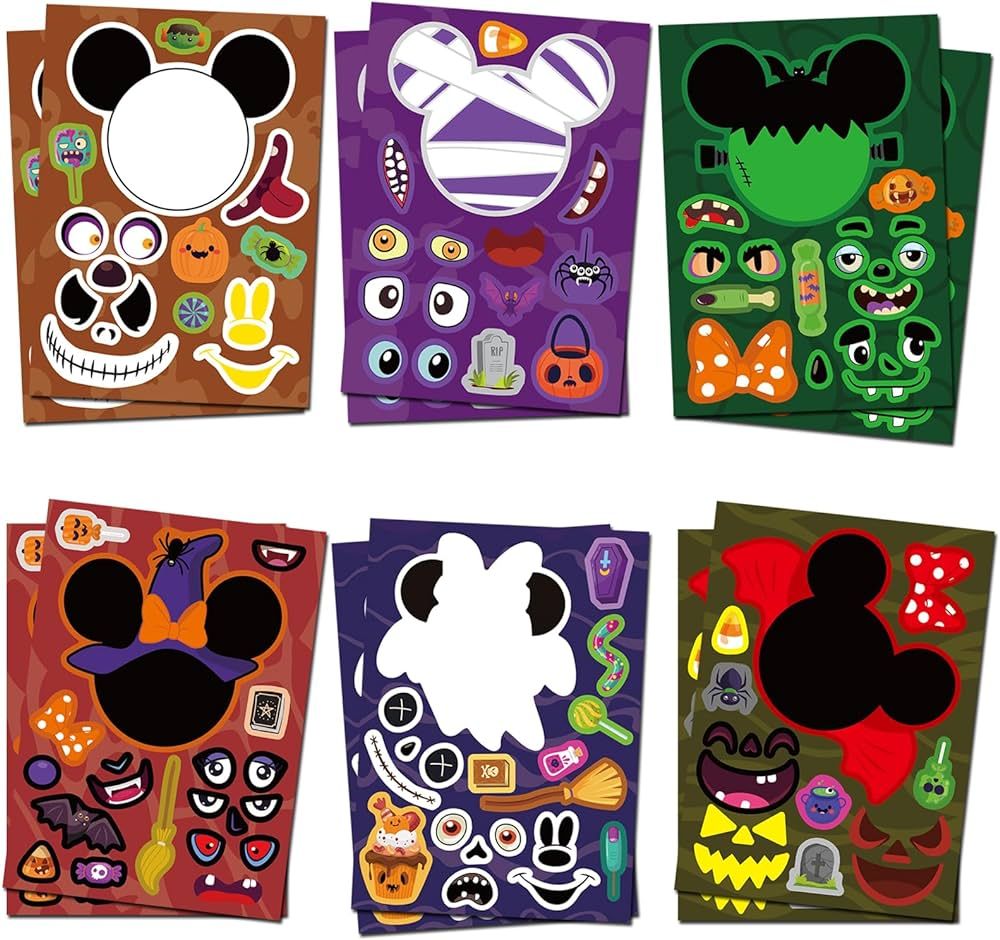 36Pcs Make Your Own Halloween Mouse Toys Stickers Sheet,Mouse Birthday Party Favors for Halloween... | Amazon (US)