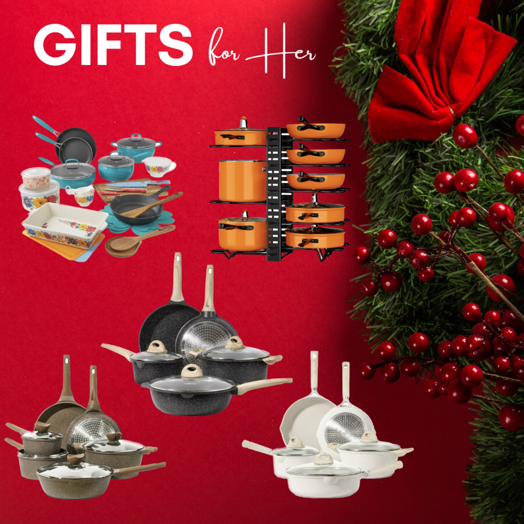 Gift ideas for HER (or him who loves to cook!) these cooking sets are on sale! And a pot and pan organizer! I have one a love it! 

#LTKhome #LTKGiftGuide #LTKsalealert