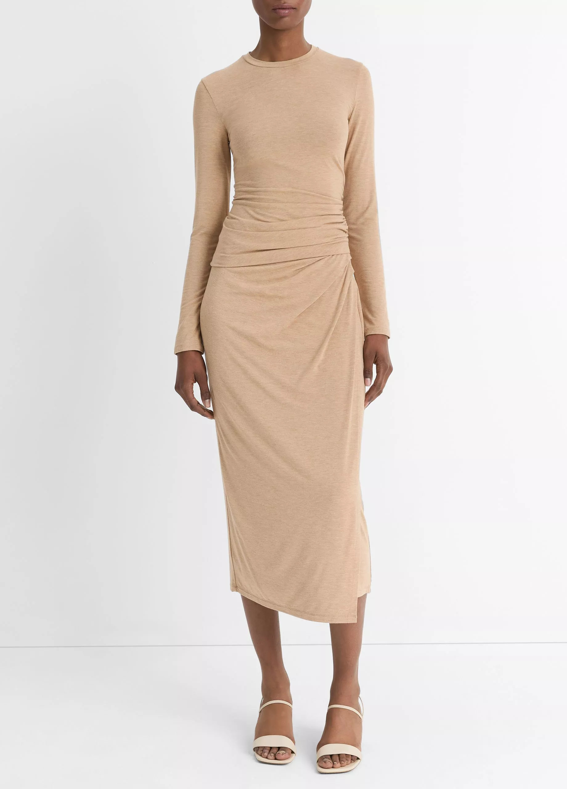 Draped Long-Sleeve Crew Neck Top | Vince LLC