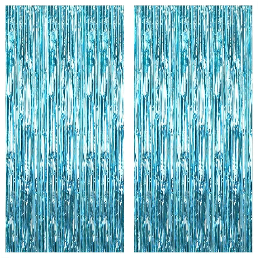 KatchOn, XtraLarge, Blue Foil Fringe Curtain - 6.4x8 Feet, Pack of 2 | Blue Backdrop for Under Th... | Amazon (US)