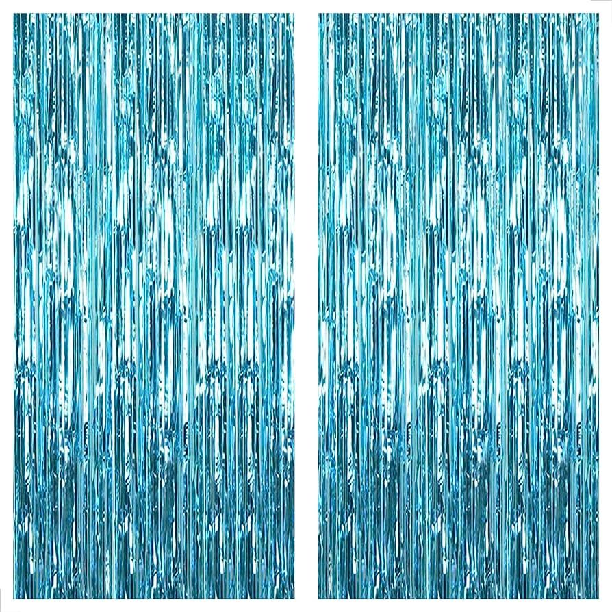 XtraLarge, Blue Foil Fringe Curtain - 6.4x8 Feet, Pack of 2 | Blue Tinsel Backdrop | Ocean Theme ... | Amazon (US)