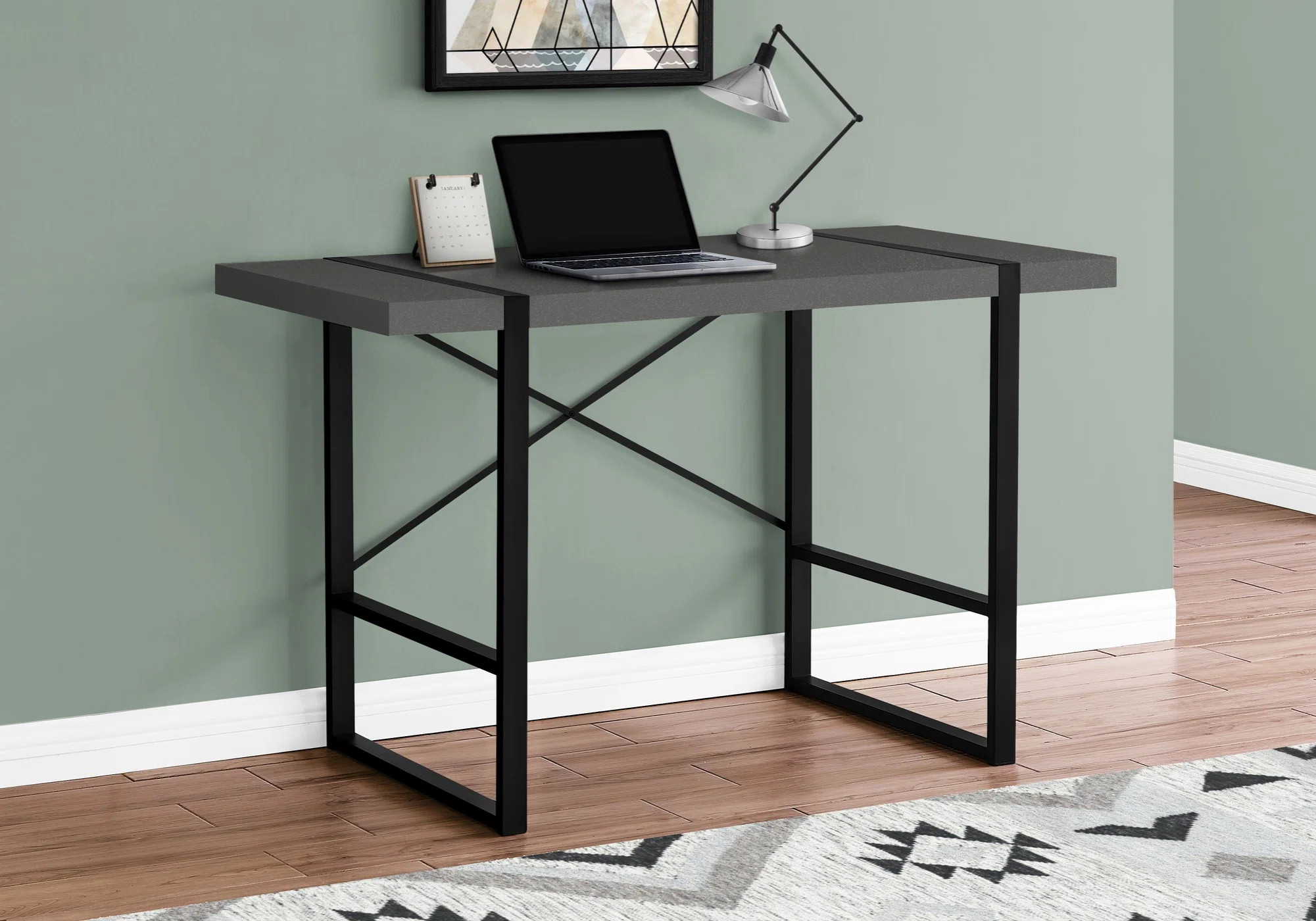 Rectangular Writing Desk, Computer Desk, Office Desk With Metal Base | Wayfair North America