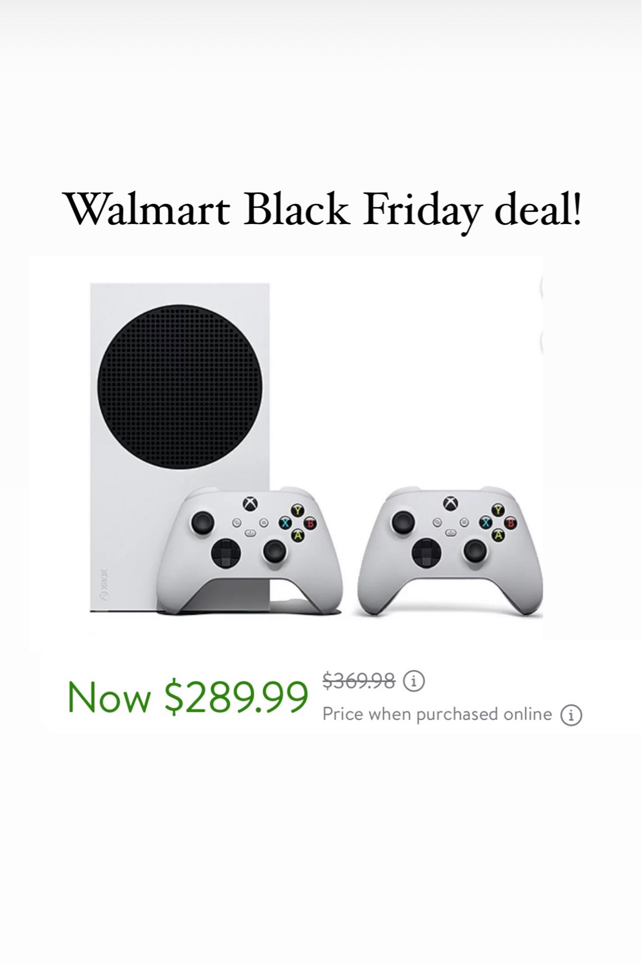 Xbox series S is on sale at Walmart for $289. Such a great gift idea. 
Christmas gift. 

#LTKsalealert #LTKGiftGuide #LTKCyberWeek