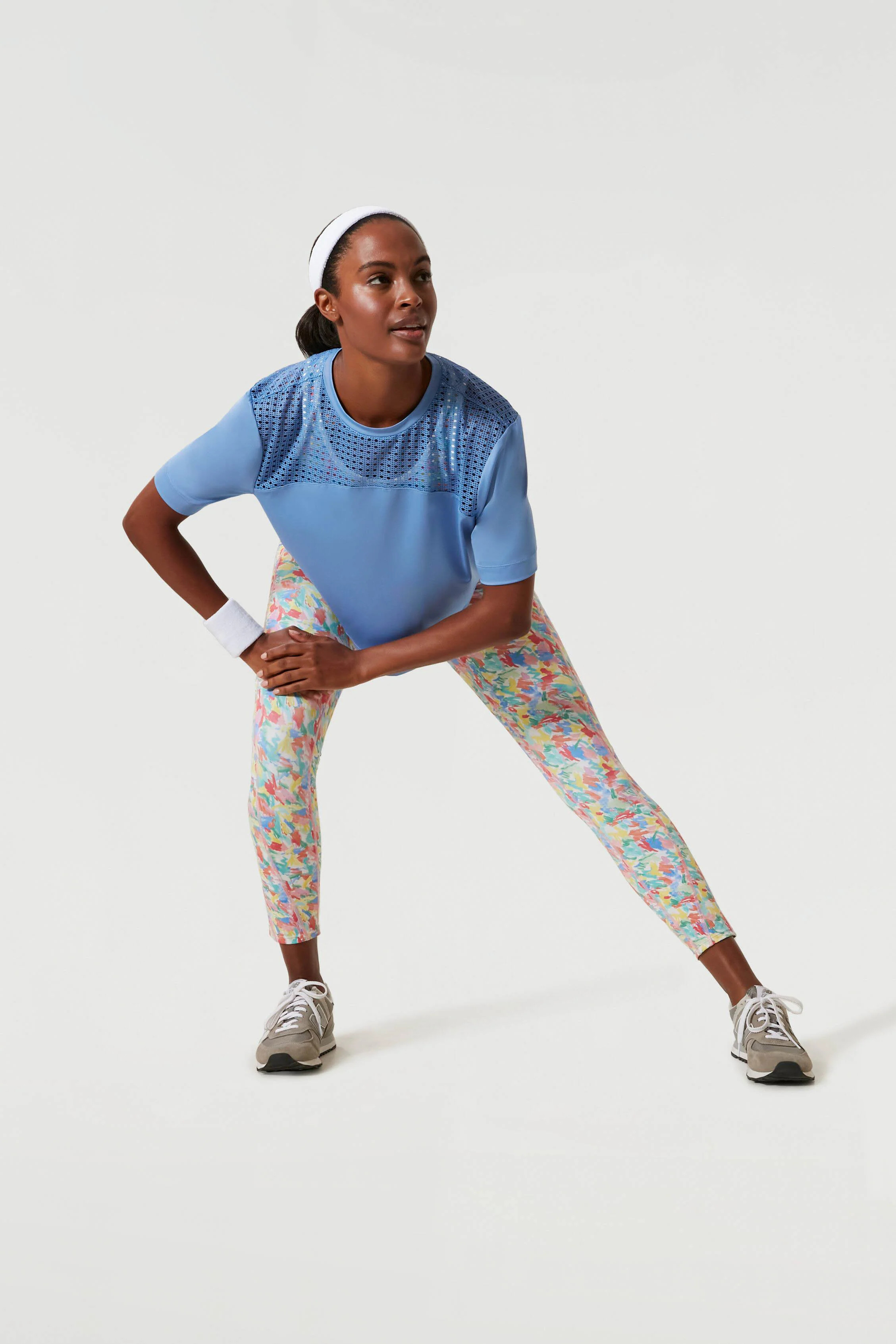 Boogie Down Blue Cane Cropped Boyfriend Performance Tee | Tuckernuck (US)