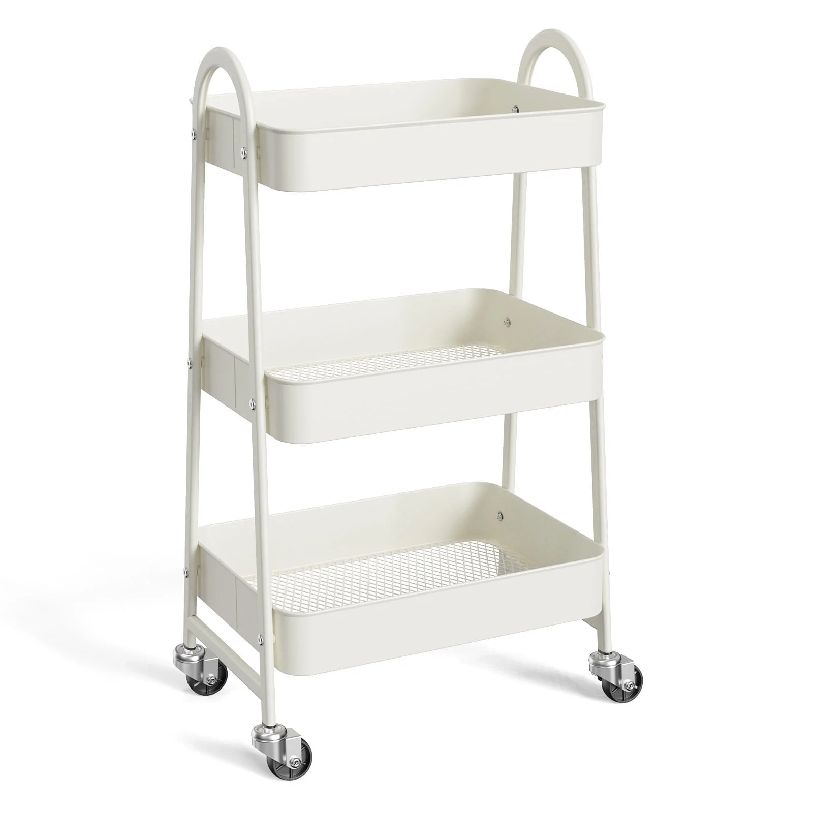 ZUNMOS 3 Tier Utility Rolling Cart, Metal Mobile Storage Cart with Lockable Caster Wheels, Storag... | Walmart (US)