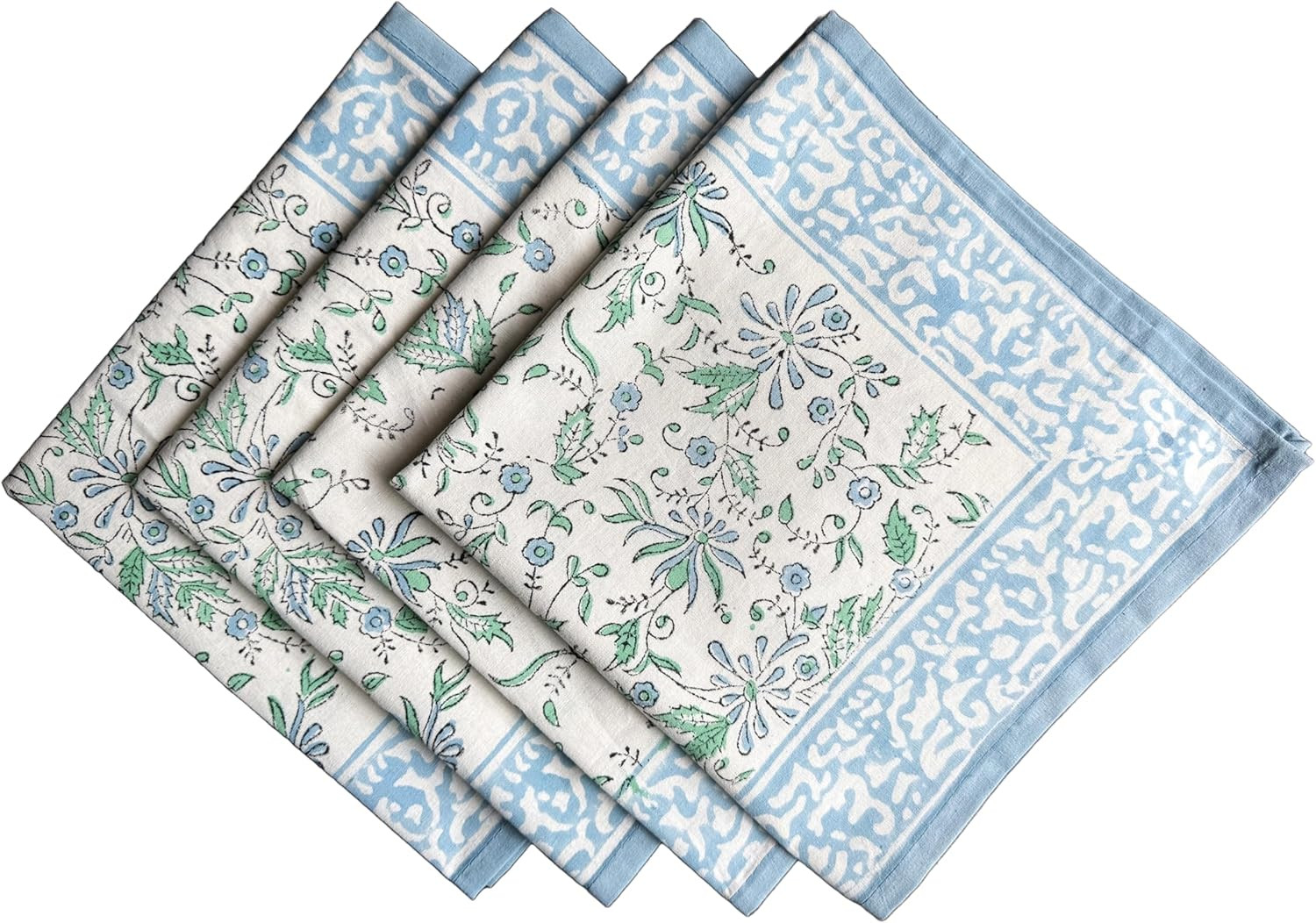 ATOSII Aster Blue 100% Cotton Spring Summer Cloth Designer Dinner Napkins, Handblock Print, Washa... | Amazon (US)