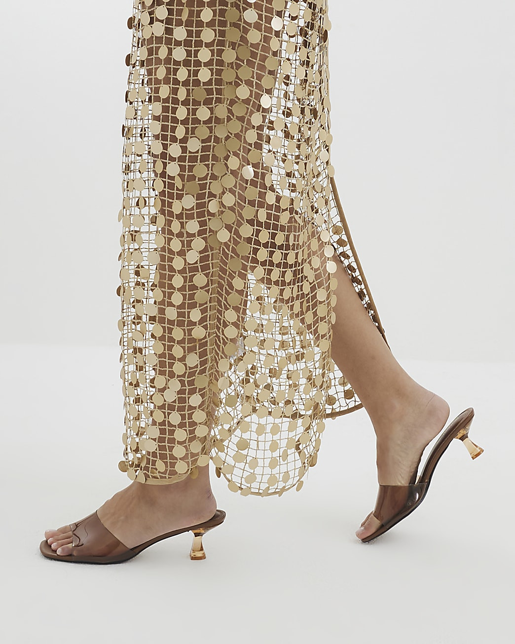 Brown Perspex Low Heeled Sandals | River Island UK & IE