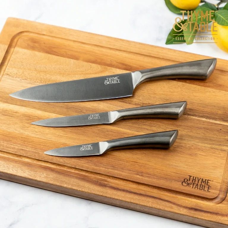 Thyme & Table Non-Stick Coated High Carbon Stainless Steel Carbon Chef's Knives, 3 Piece Set | Walmart (US)