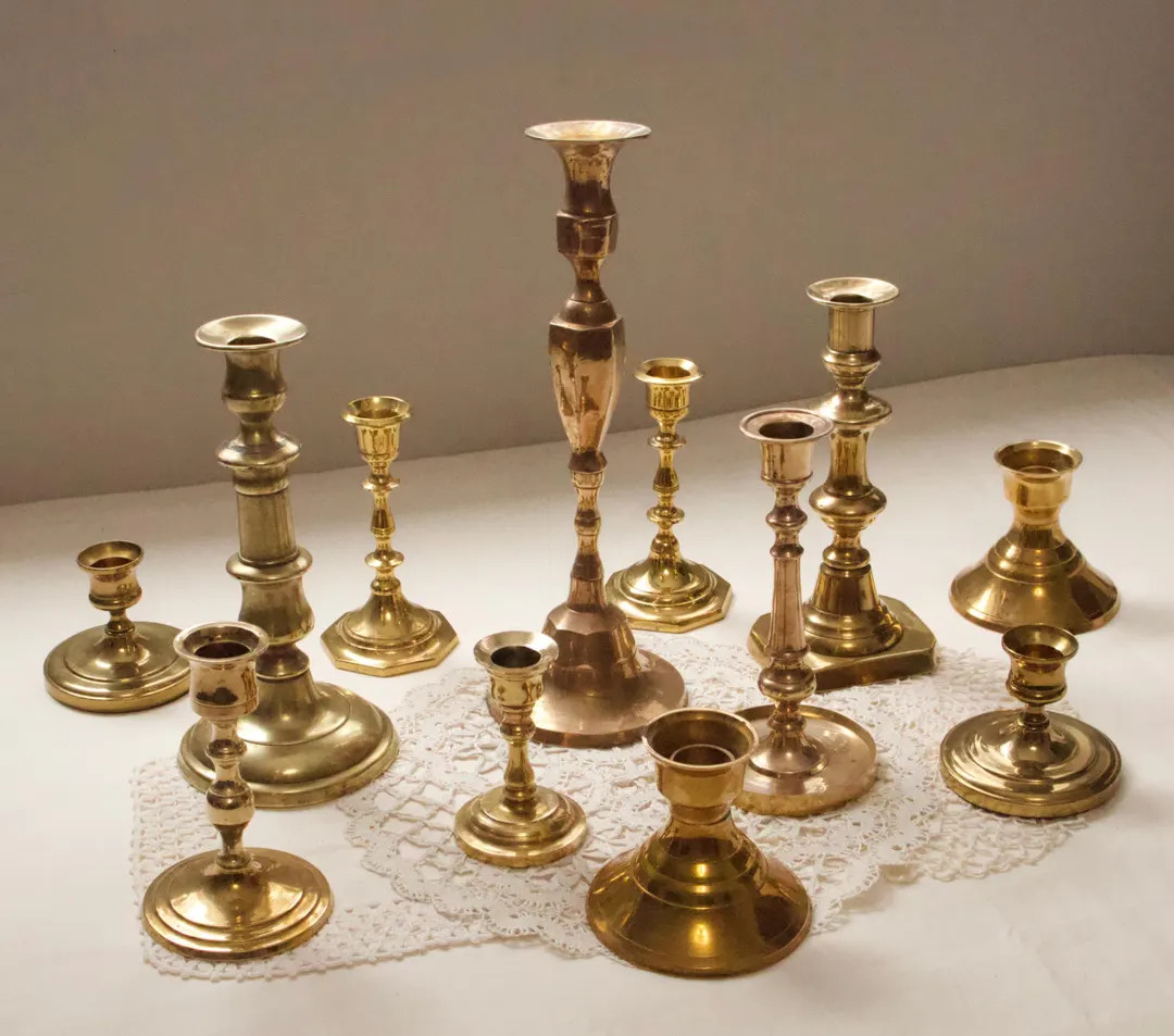 Vintage Brass Candlestick Holders | Cottagecore Old World Decor - Etsy | Etsy (Global)