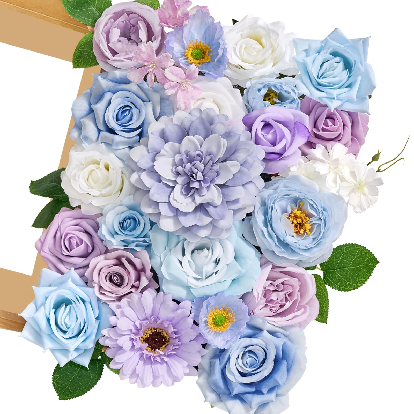 Serwalin Artificial Blue & Purple Flowers, Silk Fake Flowers for DIY Wedding Bouquets Cake Flowers, Table Centerpieces Baby Shower Birthday Party Home Decorations | Amazon (US)