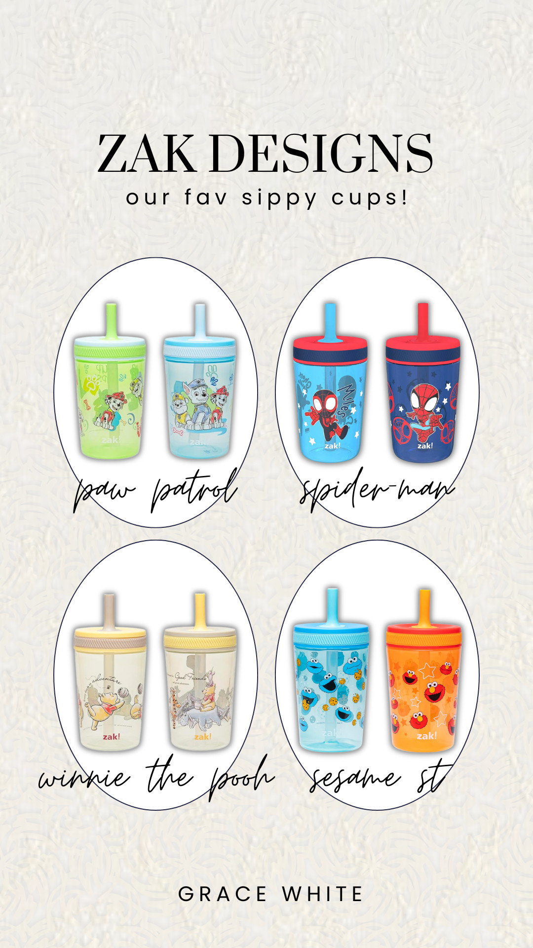 Sippy cups that will make you smile! 

Spiderman cups, Winnie the Pooh cups, Toy Story cups, Sesame Street cups, durable cups, kid cups, Zak Designs, toddler mom, boy mom, grace white 

 #LTKmomlife #LTKfoodie #LTKKids