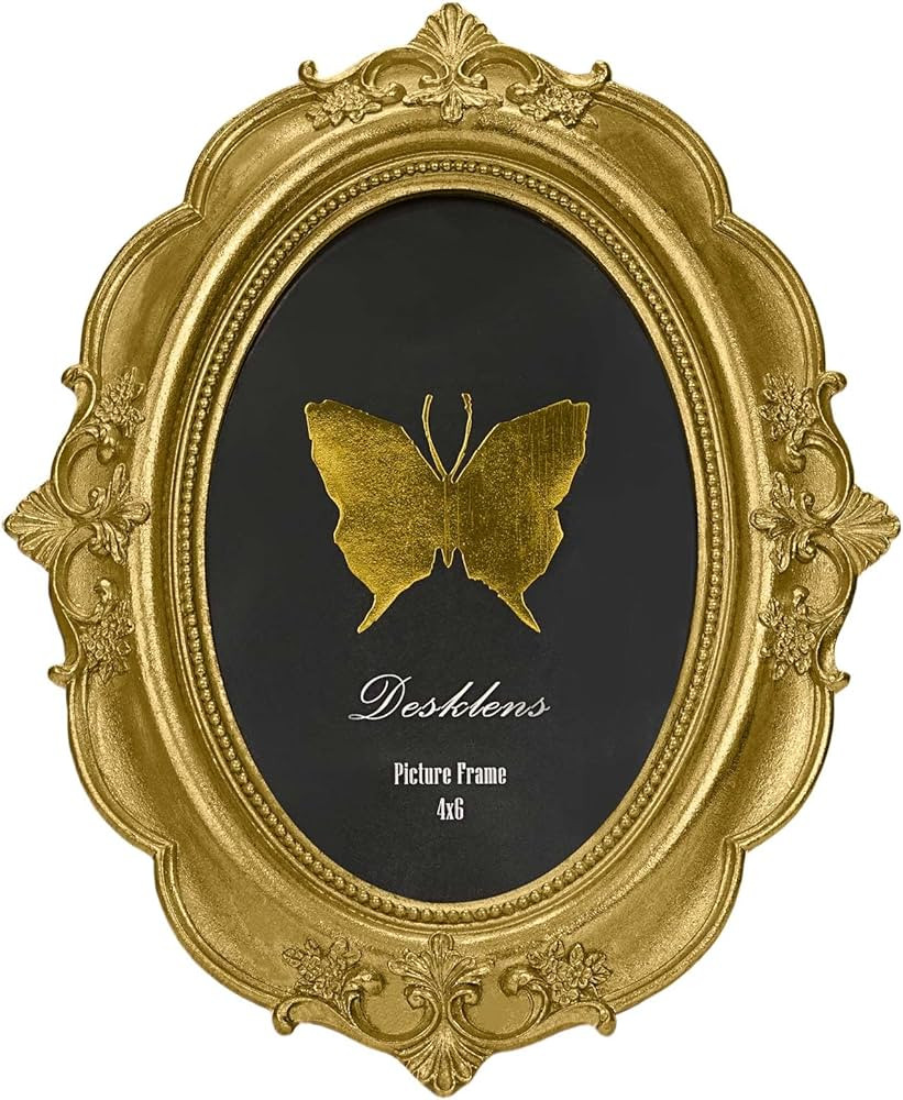 Vintage Picture Frame, 4x6 Oval Antique Photo Frame with Real Glass Front, Luxury Table Wall Hani... | Amazon (US)