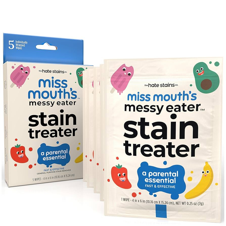 Miss Mouth's Messy Eater Stain Treater Wipes - 5 Pack Stain Remover - Newborn & Baby Essentials -... | Amazon (US)