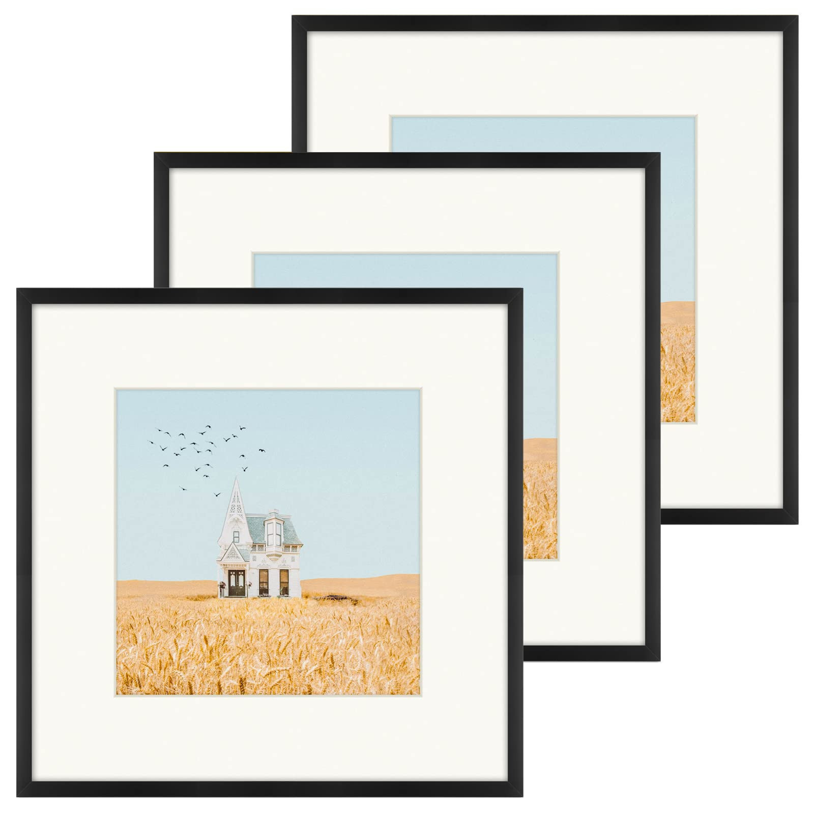Golden State Art, 12x12 Aluminum Metal Frame with Ivory Mat for 8x8 Pictures, Includes with Sawto... | Amazon (US)