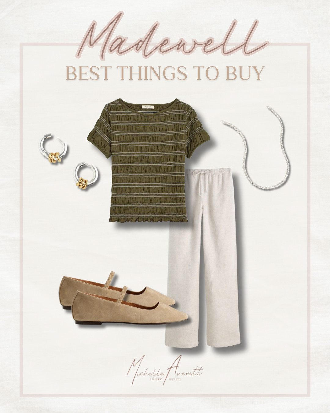 Neutral wardrobe must haves from Madewell! I love how each piece can be mixed and matched with several items in your closet.

Fashion over 40, Spring style, Chic outfit ideas 

 #LTKootd #LTKOver40 #LTKPetite