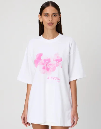 Print Oversized T-shirt in Pansy/white | Glassons | Glassons (Australia)