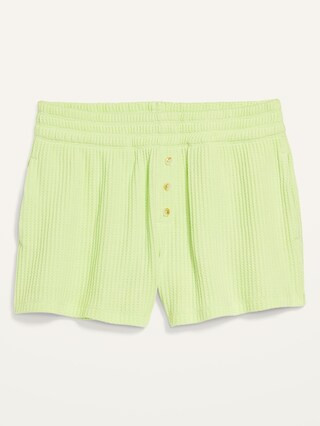 High-Waisted Thermal Pajama Boxer Shorts -- 3-inch inseam | Old Navy (US)